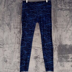 Fabletics Leggings Womens L/XL Blue Black Animal Print High Rise Full Length